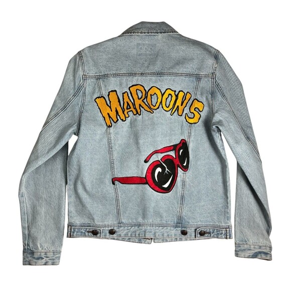 222 Maroon 5 Jean Jacket  Size S  Unisex  Concert Tour Merch  Embroidered Denim - Picture 1 of 9